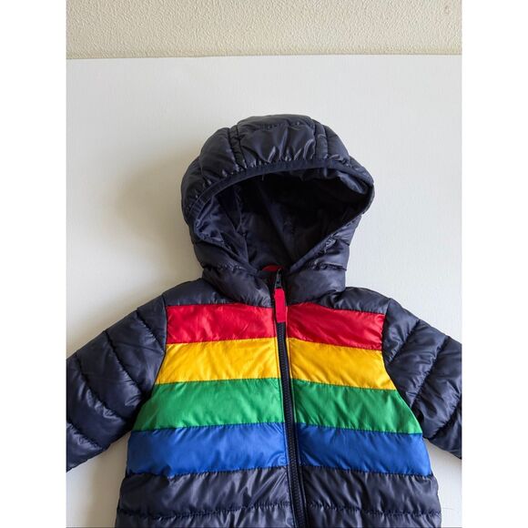 Primary Baby Lightweight Puffer Suit In Rainbow Stripe size 6-12 months - Picture 4 of 5
